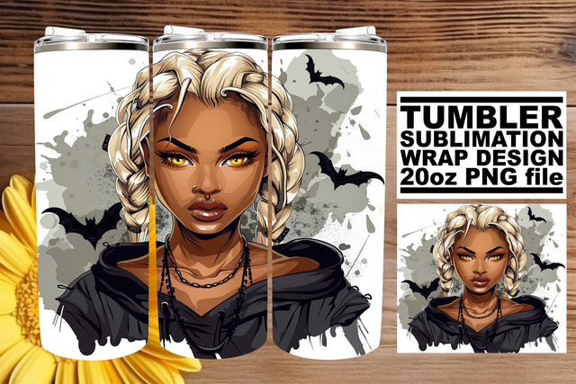 20oz Tumbler Wrap Watercolor Gothic Halloween Afro Sublimation afrosvg 