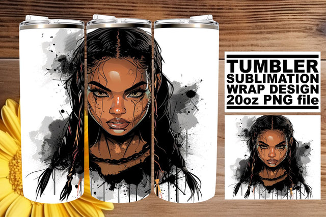 20oz Tumbler Wrap Watercolor Halloween Gothic Portrait Sublimation afrosvg 