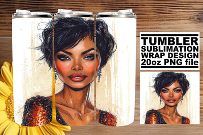 20oz Tumblers with Melanin Majesty Sublimation afrosvg 