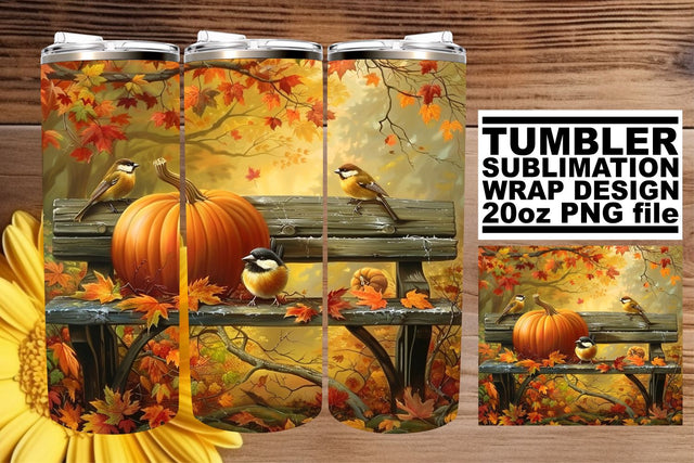20oz Watercolor Fall Landscape Tumbler Wrap Sublimation afrosvg 