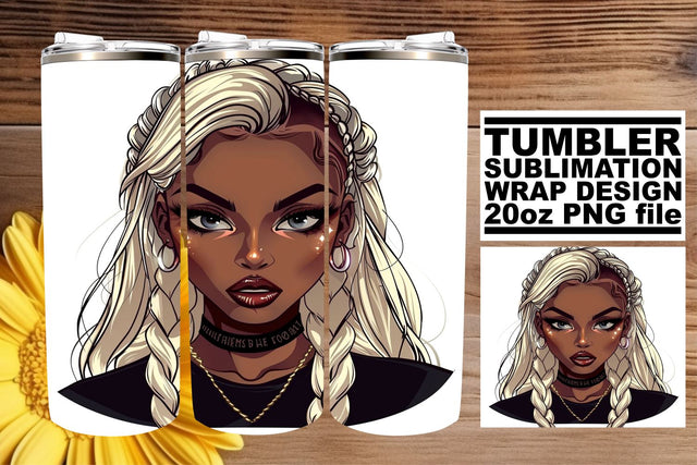 20oz Watercolor Gothic Afro Woman Halloween Tumbler Wrap Sublimation afrosvg 