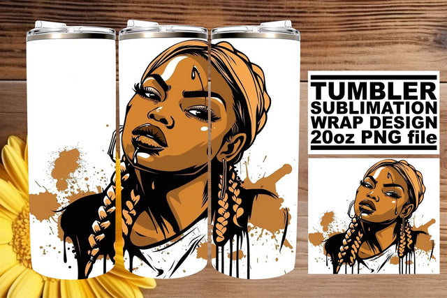 20oz Watercolor Halloween Afro Woman Gothic Tumbler Wrap Sublimation afrosvg 