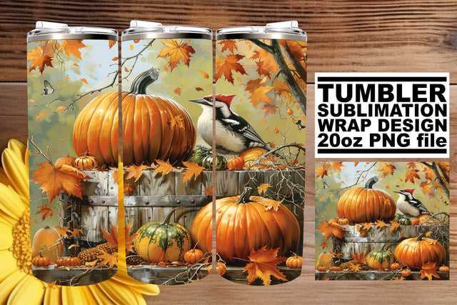 20oz Watercolor Tumbler Wrap - Autumn Fall Design Sublimation afrosvg 