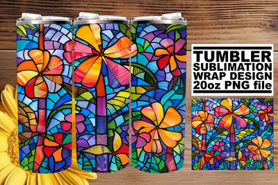 20oz Wrap Stained Glass Tree Sublimation Tumbler Design Sublimation afrosvg 