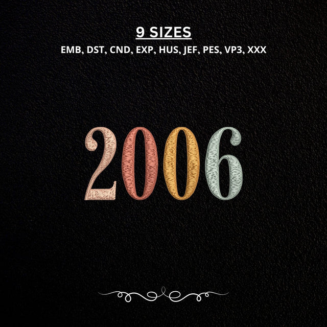 20th Birthday Embroidery File, Born in 2006 Birthday Gift, 2006 Machine Embroidery Design Embroidery/Applique DESIGNS PatternFeed8 