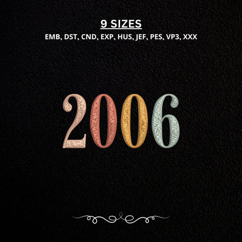 20th Birthday Embroidery File, Born in 2006 Birthday Gift, 2006 Machine Embroidery Design Embroidery/Applique DESIGNS PatternFeed8 