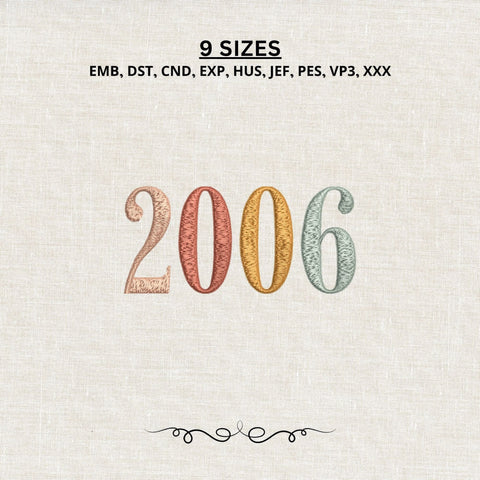 20th Birthday Embroidery File, Born in 2006 Birthday Gift, 2006 Machine Embroidery Design Embroidery/Applique DESIGNS PatternFeed8 