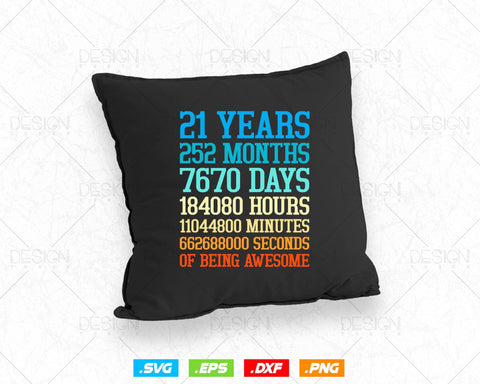 21 Years Of Being Awesome Birthday Svg Png, Retro Vintage Style Happy Birthday Gifts T Shirt Design, Birthday gift svg files for cricut svg SVG DesignDestine 