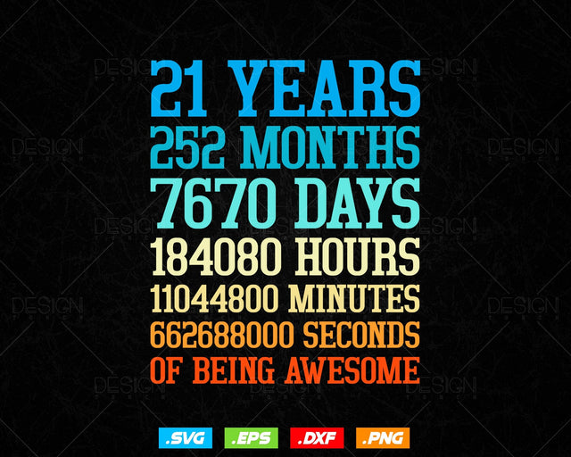 21 Years Of Being Awesome Birthday Svg Png, Retro Vintage Style Happy Birthday Gifts T Shirt Design, Birthday gift svg files for cricut svg SVG DesignDestine 