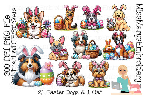 22 Easter Dogs PNG | Easter PNG | Easter Sublimation Sublimation MissMarysEmbroidery 