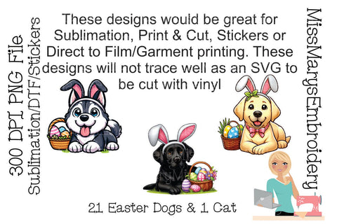 22 Easter Dogs PNG | Easter PNG | Easter Sublimation Sublimation MissMarysEmbroidery 