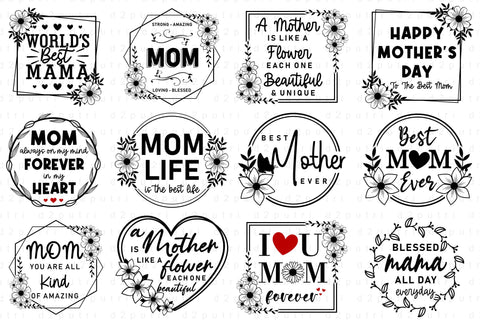 22 Mothers Day Quotes SVG Design Bundle, Mom Quotes SVG Cut Files SVG D2PUTRI Designs 