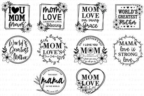 22 Mothers Day Quotes SVG Design Bundle, Mom Quotes SVG Cut Files SVG D2PUTRI Designs 