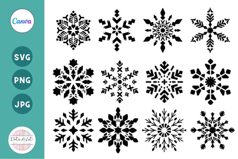 24 Winter Snowflakes SVG and Canva Frames SVG Dots-A-Lot 