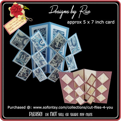 2425 Fancy Diamond Fold Card *Multiple Machine Formats* SVG Designs by Rae 