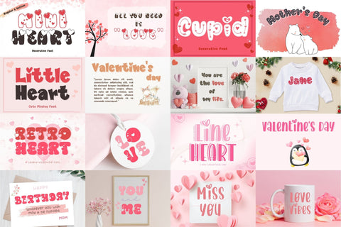 25 Romantic Heart Font Bundle Font AnningArts Design 