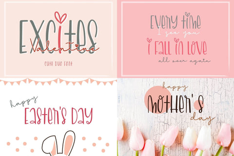 25 Romantic Heart Font Bundle Font AnningArts Design 