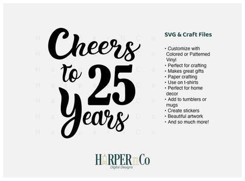 25 Year SVG PNG Cut EPS File SVG HarperNCo 