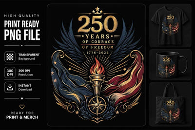 250 Year Freedom Anniversary PNG Patriotic Sublimation Digital Download SVG BillahCrafts 