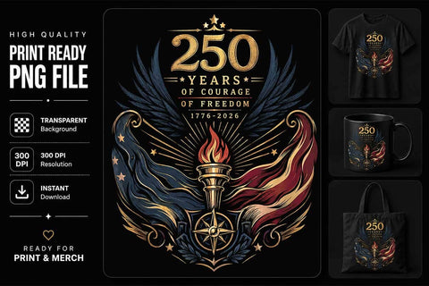 250 Year Freedom Anniversary PNG Patriotic Sublimation Digital Download SVG BillahCrafts 