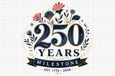 250 Years Anniversary PNG America 1776 2026 Patriotic Milestone Digital Download SVG BillahCrafts 