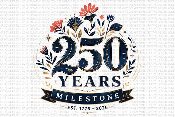 250 Years Anniversary PNG America 1776 2026 Patriotic Milestone Digital Download SVG BillahCrafts 