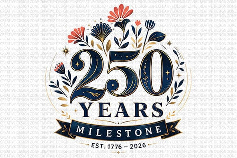 250 Years Anniversary PNG America 1776 2026 Patriotic Milestone Digital Download SVG BillahCrafts 