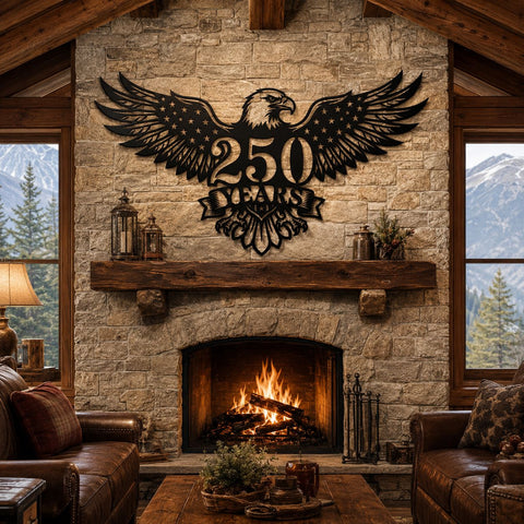 250 Years Eagle American Flag SVG | Patriotic Metal Wall Art Dxf | USA Anniversary Plasma Cut File | CNC Laser Cut Eagle Design SVG HappyDesignStudio 