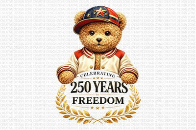 250 Years Freedom PNG Patriotic Teddy Bear Sublimation Design SVG BillahCrafts 