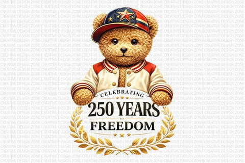 250 Years Freedom PNG Patriotic Teddy Bear Sublimation Design SVG BillahCrafts 