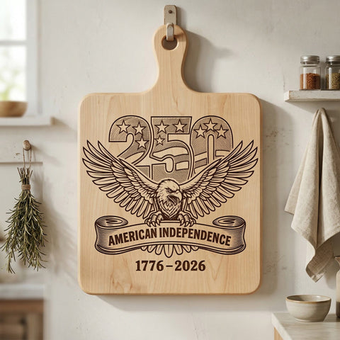 250 Years of American Independence Laser Engraving Design, 1776–2026 SVG, Patriotic Eagle Cutting Board Design, 4th of July Laser SVG, Dxf SVG HappyDesignStudio 