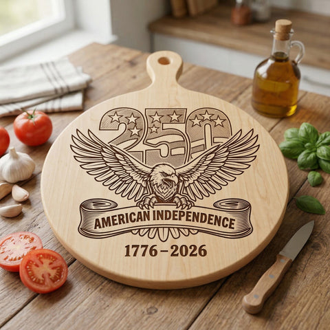 250 Years of American Independence Laser Engraving Design, 1776–2026 SVG, Patriotic Eagle Cutting Board Design, 4th of July Laser SVG, Dxf SVG HappyDesignStudio 
