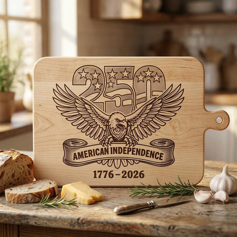 250 Years of American Independence Laser Engraving Design, 1776–2026 SVG, Patriotic Eagle Cutting Board Design, 4th of July Laser SVG, Dxf SVG HappyDesignStudio 