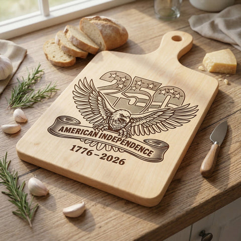 250 Years of American Independence Laser Engraving Design, 1776–2026 SVG, Patriotic Eagle Cutting Board Design, 4th of July Laser SVG, Dxf SVG HappyDesignStudio 