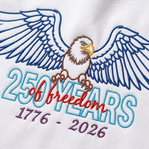 250 Years of Freedom Embroidery Design, Patriotic Eagle Embroidery File, 1776 2026 USA Design, Semiquincentennial Machine Embroidery PES DST Embroidery/Applique DESIGNS HappyDesignStudio 