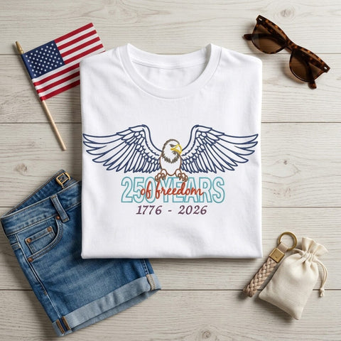 250 Years of Freedom Embroidery Design, Patriotic Eagle Embroidery File, 1776 2026 USA Design, Semiquincentennial Machine Embroidery PES DST Embroidery/Applique DESIGNS HappyDesignStudio 