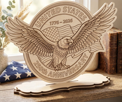250 Years of Freedom Laser Cut SVG Bundle, 3 Patriotic Eagle Laser Files, 1776 2026 USA Signs, 4th of July Wood Decor, CNC Glowforge Dxf Eps SVG HappyDesignStudio 