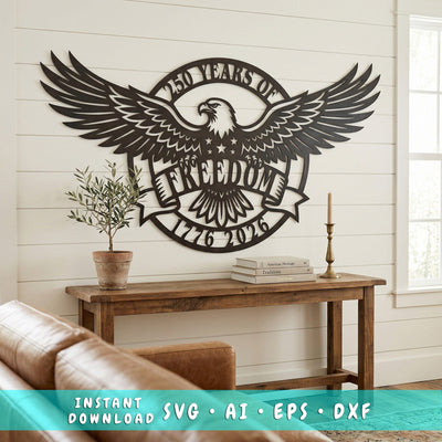 250 Years of Freedom Laser SVG, Patriotic Laser Cut Wall Art, 1776–2026 Independence Decor, 250th Anniversary, CNC Glowforge Cricut Svg Dxf SVG HappyDesignStudio 