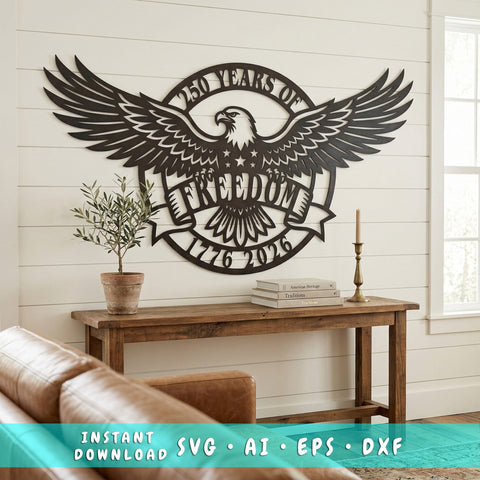 250 Years of Freedom Laser SVG, Patriotic Laser Cut Wall Art, 1776–2026 Independence Decor, 250th Anniversary, CNC Glowforge Cricut Svg Dxf SVG HappyDesignStudio 