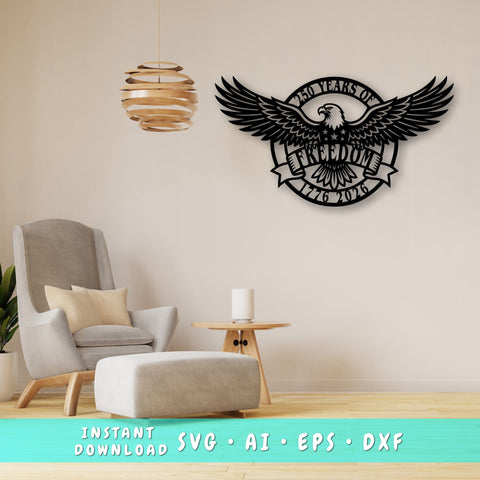 250 Years of Freedom Laser SVG, Patriotic Laser Cut Wall Art, 1776–2026 Independence Decor, 250th Anniversary, CNC Glowforge Cricut Svg Dxf SVG HappyDesignStudio 