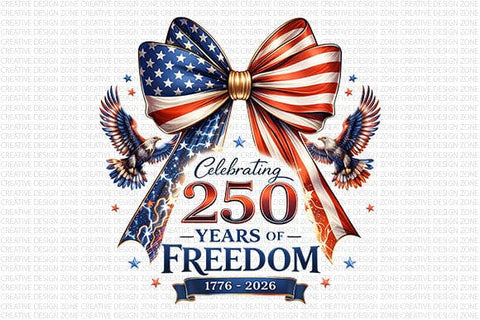 250 Years of Freedom PNG Patriotic Bow Sublimation PNG Digital Download SVG BillahCrafts 