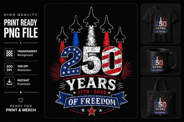 250 Years of Freedom PNG Patriotic Sublimation Digital Download SVG BillahCrafts 