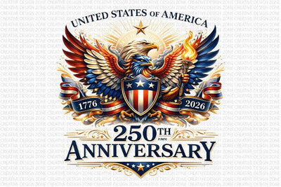 250th Anniversary PNG Patriotic Eagle Crest Sublimation Design Digital Download SVG BillahCrafts 