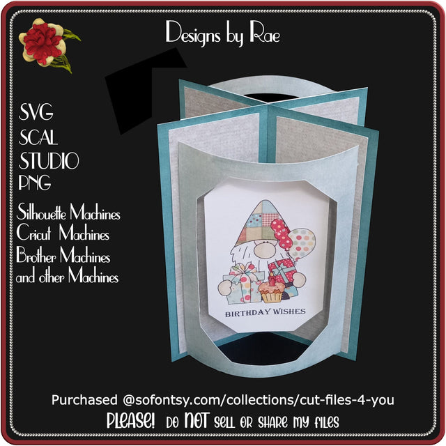 2514 Gnome Gifts | Way Folded Card | Multiple Machine Formats SVG Designs by Rae 