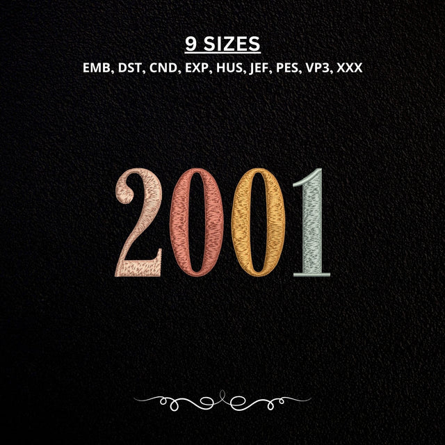 25th Birthday Embroidery File, Born in 2001 Birthday Gift, 2001 Machine Embroidery Design Embroidery/Applique DESIGNS PatternFeed8 