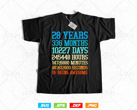 28 Years Of Being Awesome Birthday Svg Png, Retro Vintage Style Happy Birthday Gifts T Shirt Design, Birthday gift svg files for cricut Svg SVG DesignDestine 