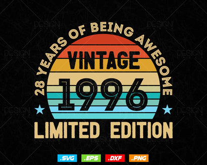 28 Years Of Being Awesome Vintage Limited Edition Birthday Vector T shirt Design Png Svg Files, Birthday gift svg files for cricut SVG DesignDestine 
