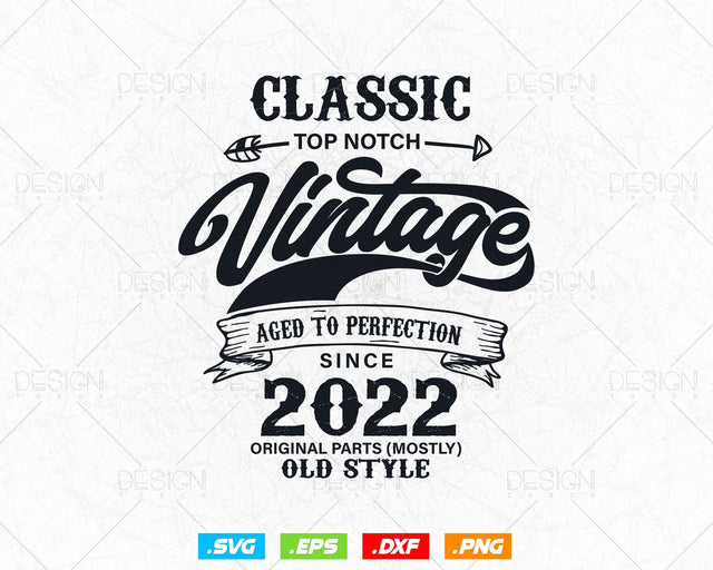 2nd Birthday Svg Png, Vintage 2022, Aged To Perfection Svg, Original Parts Svg, Birthday Shirt, Birthday Gift for Son, Cricut Cut Files Svg SVG DesignDestine 