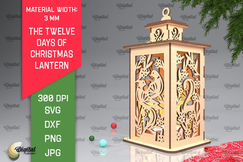2st Day of Christmas Lantern Laser Cut. Merry Christmas SVG SVG Evgenyia Guschina 