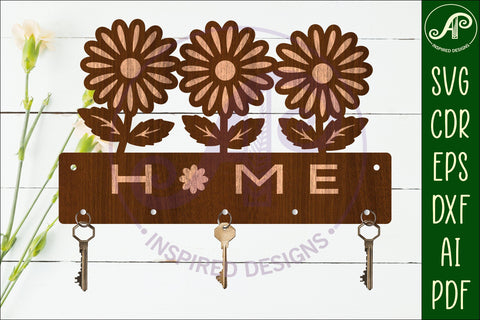 3 Daisies Key holder designs for wood and metal SVG APInspireddesigns 